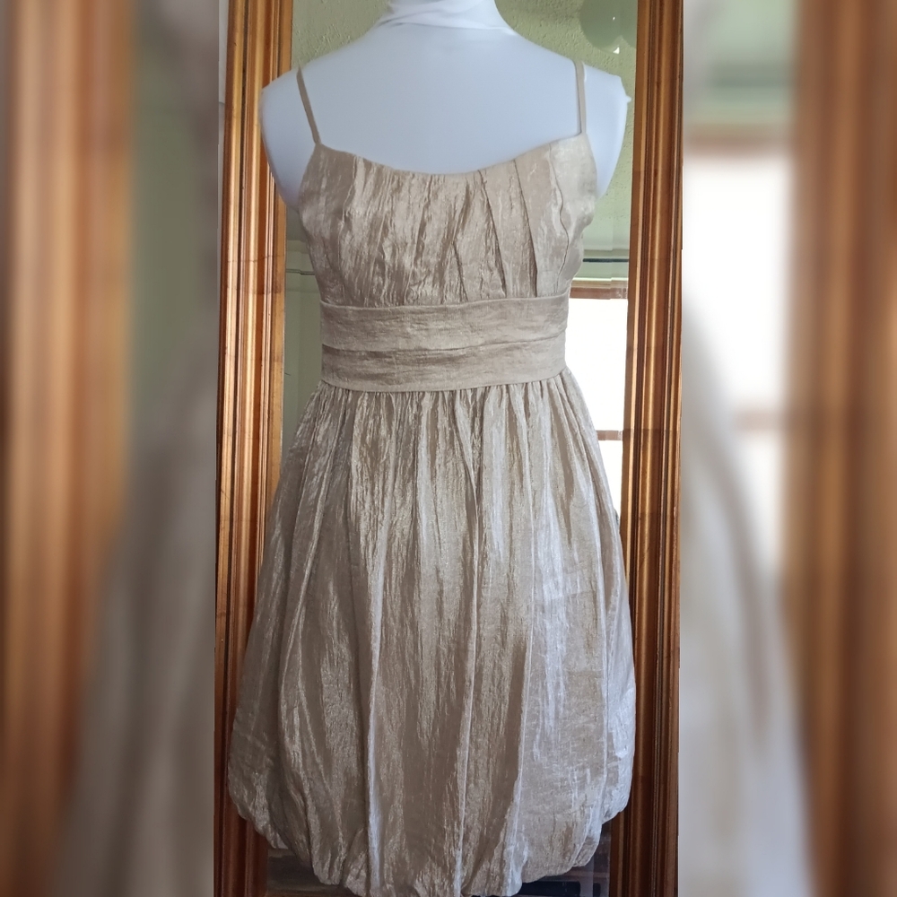 London Times Champagne Balloon Hem Dress 6